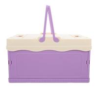MOKKHNB Caja de Almacenamiento Plegable Transparente con Tapa y Asa Contenedor Apilable para Camping Oficina y Hogar Caja Organizadora Pequeña de Plástico Morado
