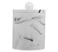 MOKKHNB Caja Organizadora para Algodón y Palillos con Diseño Marmoleado Europeo Tapa Protectora Antipolvo Almacenamiento Compacto para Cosméticos y Baño Color Blanco Varios estilos