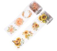 MOKKHNB Cinta Adhesiva Decorativa Pet para Scrapbook y Diario, 2 Rollos Diseño Vintage, Versátil y Multipropósito para Decorar Álbumes y Cajas