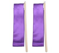 MOKKHNB Cinta de Gimnasia Rítmica Púrpura Mango de Madera y Seda, 2 Piezas para Baile y Ejercicio de Danza Que Mejora Funciones Corporales