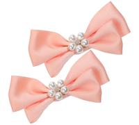 MOKKHNB Clips para Zapatos Perlas en Forma de Lazo, Hebillas Decorativas Delicadas de Tela y Metal para Transformar la Apariencia en Bodas y Fiestas, 1 Par