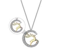MOKKHNB Collar de Clavícula de Plata 925 Colgante de Alce de Circonita Cúbica, Cadena Fina Ajustable para Mujer, Bisutería Elegante para Fiestas y Ocasiones Obsequios