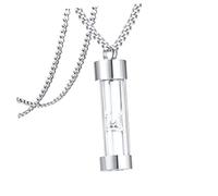 MOKKHNB Collar Urna de Cenizas y Reloj de Arena Minimalista en Acero Inoxidable, Unisex, Colgante Vidrio Transparente para Cremación, Uso Diario, Cadena de 60 Cm