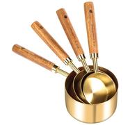 MOKKHNB Cucharas Medidoras de Metal Mango de Madera, Juego de 4 Piezas Compactas, para Uso en Cocina y Preparación de Alimentos