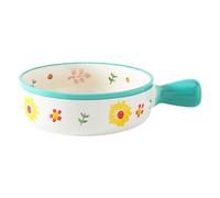 MOKKHNB Cuenco de Cerámica con Asa para Ensalada y Postre, Bowl Verde para Desayuno y Frutas, Adecuado para Obsequio a Amigos y Familia