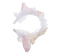 MOKKHNB Diadema de Encaje Lolita con Orejas de Cordero Beige, Accesorio Adorable Cabello de Niñas, Fácil de Usar y Versátil para Fiestas y Uso Diario