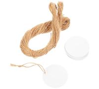 MOKKHNB Etiquetas con Cuerda de Cáñamo de Papel Blanco Redondas de Obsequio Ligeras y Fáciles de Escribir, para Decorar Regalos y Manualidades