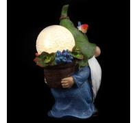 MOKKHNB Figura Decorativa de Jardín con Luz Solar, Estatua de Enano de Resina Resistente para Jardín Exterior con Diseño Elegante y Alimentación Solar LED