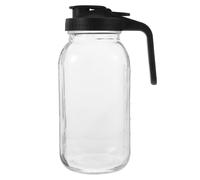 MOKKHNB Jarra de Jugo de Vidrio de 64 Oz con Tapa y Asa Conveniente, Material Pp y Vidrio, Adecuado para Agua Fría Hogar o Restaurante