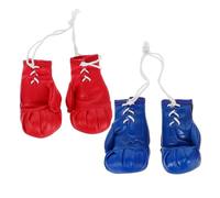 MOKKHNB Mini Guantes de Boxeo Colgantes de 10 Cm, Decoración Deportiva para Fiestas, Set de 4 Piezas (2 Rojos 2 Azules), Adorno para Casa de Muñecas y Recuerdos de Gimnasio