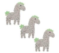 MOKKHNB Parche de cuentas con diamantes de imitación del año del caballo, 3 piezas, apliques de animales del zodíaco chino, parches de caballo de cristal para coser, apliques de costura para