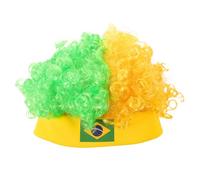MOKKHNB Peluca afro rizada para hombres y mujeres - Diadema peluda - Gorro con la bandera de Brasil - Gorro deportivo esponjoso para fanáticos del fútbol, cosplay y partidos de fútbol Copa del Mundo