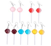 MOKKHNB Pendientes De Fiesta Para Mujer Colgantes Gotas De Oído, Diseño De Piruleta Colores Degradados Candy, Ligero y Portátil, 5 Pares Para Uso Diario y Eventos