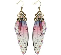 MOKKHNB Pendientes Largos para Mujer Alas de Imitación de Cigarra, Diseño Creativo y Estilo Retro, Ligeros y Fáciles de Llevar para Bodas y Uso Diario