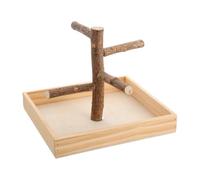 MOKKHNB Percha para Loros de Madera Beige, Soporte Seguro para Masticar y Fomentar Ejercicios, Juguete de Entrenamiento para Periquitos y Cacatúas en Casa