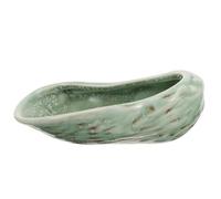 MOKKHNB Plato de Cerámica Pequeño para Aperitivos Diseño de Concha de Ostra Verde, Plato Vintage para Cenas y Restaurante, Vajilla para Sushi y Postres, Adecuado para Servir Alimentos