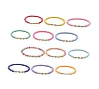 MOKKHNB Pulsera Bohemia de Cuentas de Arcilla Polimérica, 12 Piezas Elástica, Colorida para Mujer, Joyas de Muñeca, Adecuado para Playa, Verano y Uso Diario