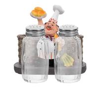 MOKKHNB Salero y Pimentero del Chef Diseño Europeo Creativo, Doble Tarro de Resina y Vidrio, Adecuado para Cafés y Restaurantes, Organizador Elegante de Especias