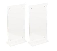 MOKKHNB Soportes Magnéticos Acrílicos Transparentes Dobles para Letreros de Escritorio, Base Resistente, Ideales para Supermercados y Restaurantes, Paquete de 2 Unidades