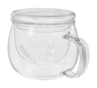 MOKKHNB Taza de Vidrio Grueso Filtro Infusor y Tapa para Té de Hojas Sueltas 350 Ml para Oficina y Hogar