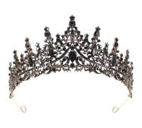 MOKKHNB Tiara de Gemas de Imitación Barroca Negra para Mujer, Diadema de Boda y Cumpleaños, Accesorio Cabello Elegante y Llamativo, Adecuado para Fiestas y Celebraciones