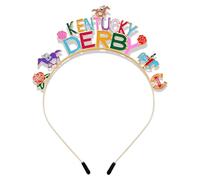 mokkia Kentucky Derby - Diadema para mujer, diseño de herradura, diadema floral rosa, tiara para el día de la carrera de caballos, accesorios para el cabello, trajes de fiesta (patrón B)