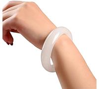 MOKLYF Elegante Pulsera clásica de Jade Blanco para Mujer, Pulsera de Jade Natural Hecha a Mano, Buena Fortuna, Feng Shui, joyería con Caja, 60 mm(60 mm