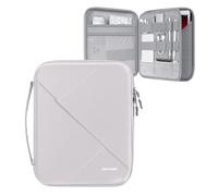 MoKo 13" Tablet Sleeve Bag para 13" iPad Air M3 2025, iPad Pro 13 M4/Air M2, Pro 12.9, Galaxy Tab S8+/S9+ 12.4, Hard Shell EVA iPad Bag con Almacenamiento y asa Acolchada, Blanco Gris