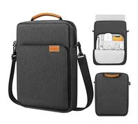 MoKo 15 Pulgada Funda Portátil con Bandolera y Asa, Funda Protectora Anti-rasguños Compatible con MacBook Air 15" M2 2023, MacBook Pro 14" M2 2023, Galaxy Tab S9 Utra 14.6" 2023, Negro + Gris