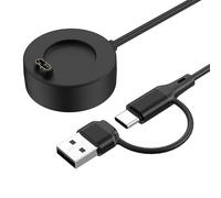 MoKo 2 en 1 Cargador Garmin, Cable Cargador USB-C Compatible con Fenix 8/E/7/6, Vivoactive 6/5/4, Forerunner 970/570/965/955/265/255/165/55, Instinct 3/2/1, Venu 4/3/2, Cable de Carga 1 m, Negro