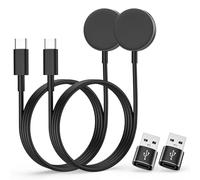 MoKo 2 Pack Cargador Tipo C para Samsung Galaxy Watch 8/8 Classic/7/Ultra/6/6 Classic/5/5 Pro/4/3/Active2/FE, Base de Carga Magnética con Cable de Carga de 1 m y Adaptador USB C a USB A