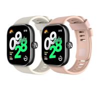 MoKo 2 Pack Correa de Reloj Compatible con Redmi Watch 5/Redmi Watch 4/Xiaomi Smart Band 9 Pro/8 Pro, Pulsera Deportiva de Repuesto de TPU Suave para Mujeres Hombres, Marfil Blanco+Rosa
