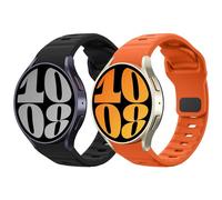 MoKo 2 Pack Correa Robusta Compatible con Samsung Galaxy Watch 7 FE 6 5 4 40mm 44mm/Watch 6 Classic 43mm 47mm/5 Pro 45mm/4 Classic 42mm 46mm, 20mm Pulsera de Repuesto de Silicona para Hombre, N+N