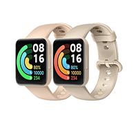 MoKo 2 Pack Correas Compatible con Redmi Watch 2 Lite/Xiaomi Poco Watch, Pulsera Deportiva de Repuesto de Silicona Suave para Mujeres Hombres, Rosa Claro/Marfil