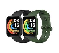 MoKo 2 Pack Correas Compatible con Redmi Watch 2 Lite/Xiaomi Poco Watch, Pulsera Deportiva de Repuesto de Silicona Suave para Mujeres Hombres, Negro/Verde Oscuro