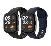 MoKo 2 Pack Correas de Reloj Compatible con Xiaomi Redmi Watch 3(No para Redmi Watch 3 Active), Pulsera Deportiva de Repuesto de Silicona Suave para Hombres Mujeres, Negro/Azul Tinta