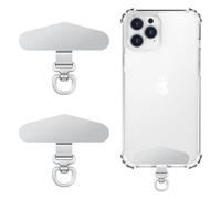 MoKo 2 Paquete de Metal Teléfono Tether Tabs, giratorio 360 ° Teléfono Lanyard Parche, Rectángulo Tether Tab para la mayoría de los casos de cobertura total, Universal Strap Tab para iPhone, Plata
