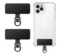 MoKo 2 Paquete de Metal Teléfono Tether Tabs, giratorio 360 ° Teléfono Lanyard Parche, Rectángulo Tether Tab para la mayoría de los casos de cobertura total, Universal Strap Tab para iPhone, Negro