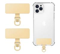 MoKo 2 Paquete de Metal Teléfono Tether Tabs, giratorio 360 ° Teléfono Lanyard Parche, Rectángulo Tether Tab para la mayoría de los casos de cobertura total, Universal Strap Tab para iPhone, Oro