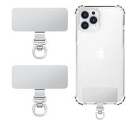 MoKo 2 Paquete de Metal Teléfono Tether Tabs, giratorio 360 ° Teléfono Lanyard Parche, Rectángulo Tether Tab para la mayoría de los casos de cobertura total, Universal Strap Tab para iPhone, Plata