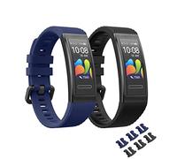 MoKo 2 Piezas Correa Compatible con Huawei Band 4 Pro/3/3 Pro, Pulsera Deportiva de Repuesto de Silicona Suave, Negro/Azul Medianoche