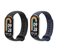 MoKo 2 Piezas Correa de Reloj Compatible con Xiaomi Mi Band 10/9/8, Pulsera Deportiva de Silicona Suave de Repuesto con Conector de Acero Inoxidable, Negro/Azul Medianoche