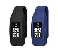 MoKo 2 PZS Soporte del Clip Compatible con Fitbit Inspire/Inspire HR/Ace 2, Protector de Clip Holder de Silicona Suave, Accesorio de Clip Deportivo para Hombre y Mujer - Negro & Azul Marino
