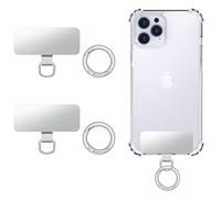 MoKo 2pcs Phone Tether Tab, Almohadillas de Acero Inoxidable para el Teléfono Móvil, Correa para el Teléfono Conector Tether Tabs para la Mayoría de Las Fundas de Teléfono con Cobertura Total, Plata