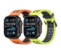 MoKo 2Piezas Banda Oceánica Compatible con Apple Watch Ultra 3/2/1 49mm,S11/S10 46mm,9/8/7 45mm,SE3/SE2/SE/6/5/4 44mm,3/2/1 42mm, Correa de Silicona Transpirable con Conector Metálico, NarNeg+GrisLima