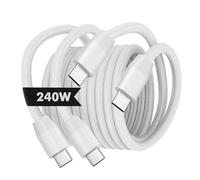 MoKo 2PZS 240W USB C a USB C Cable, 10ft/3M Cable Trenzado de Nylon, Cable de Carga Rápida Sincronización de Dato para iPhone 16/15/15 Pro/15 Plus/15Pro MAX, MacBook Pro 2020, Galaxy S24, Blanco