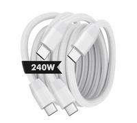 MoKo 2PZS 240W USB C a USB C Cable, 3,3ft/1M Cable Trenzado de Nylon, Cable de Carga Rápida Sincronización de Dato para iPhone 16/15/15 Pro/15 Plus/15Pro MAX, MacBook Pro 2020, Galaxy S24, Blanco