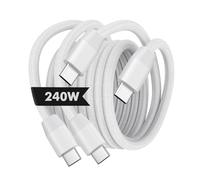 MoKo 2PZS 240W USB C a USB C Cable, 6,6ft/2M Cable Trenzado de Nylon, Cable de Carga Rápida Sincronización de Dato para iPhone 16/15/15 Pro/15 Plus/15Pro MAX, MacBook Pro 2020, Galaxy S24, Blanco