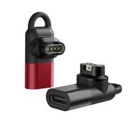 MoKo 2PZS Adaptador USB C a, Conector Cable Cargador Tipo C de 90 Grados para Transferencia Datos para Fenix 7/7S/7X/6/6S/6X/5/5S/5X/Forerunner 245/255/Vivoactive 3/4/Venu 2, Negro&Rojo