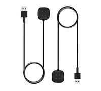 MoKo 2PZS Cargador Compatible con Fitbit Versa 4/Versa 3/Sense 2/Sense, Base de Carga Magnética con Cable de Carga USB de 1M, Negro